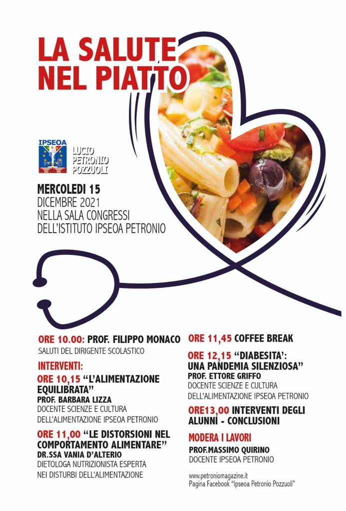 “La salute nel piatto”, evento al “Petronio” di Pozzuoli  per far conoscere la sana ed equilibrata alimentazione